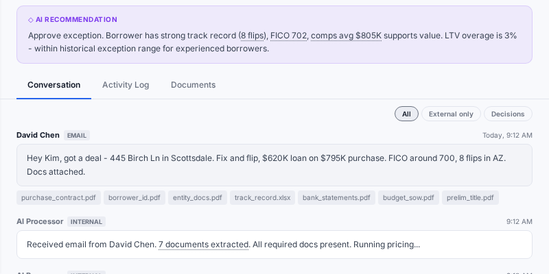 AI Processor conversation thread with broker