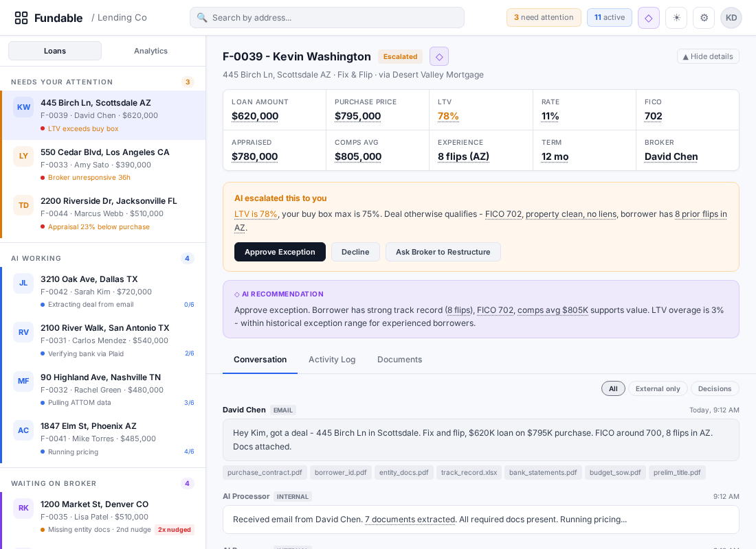 Fundable Originate - AI Processor Dashboard